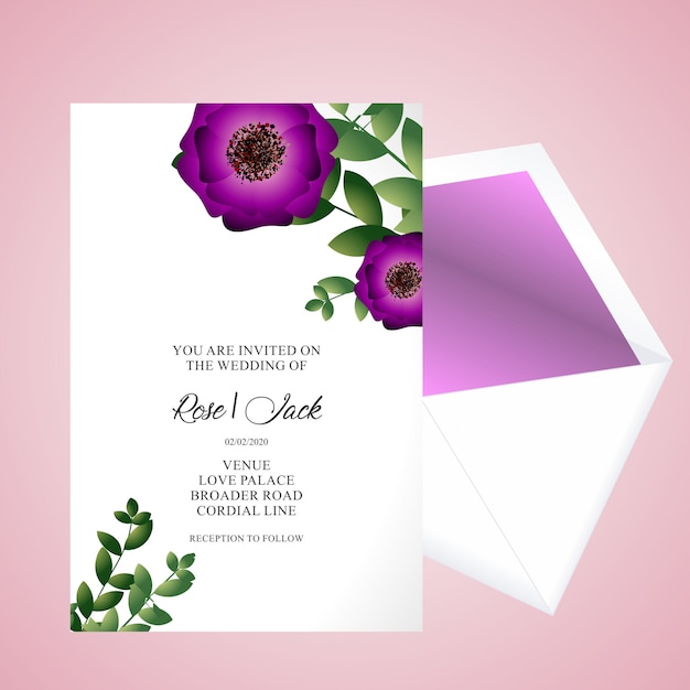 Modello dell'invito della carta floreale di nozze - progettazione speciale floreale di nozze