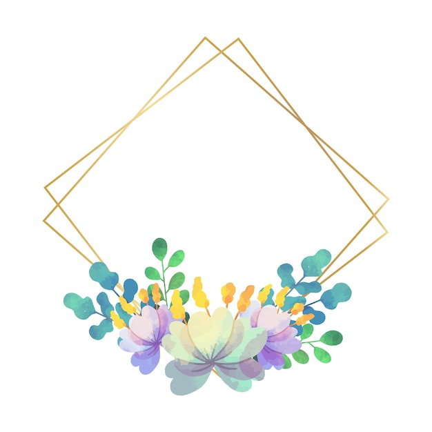 Vector wedding floral frame geometric style