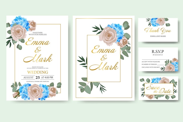 Wedding floral invitation card save the date design