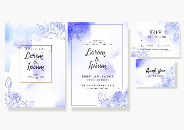 La carta floreale dell'invito di nozze salva il modello decorativo elegante di progettazione del rsvp della data in acquerello