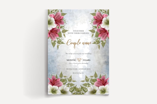 結婚式の花の招待カードのテンプレート