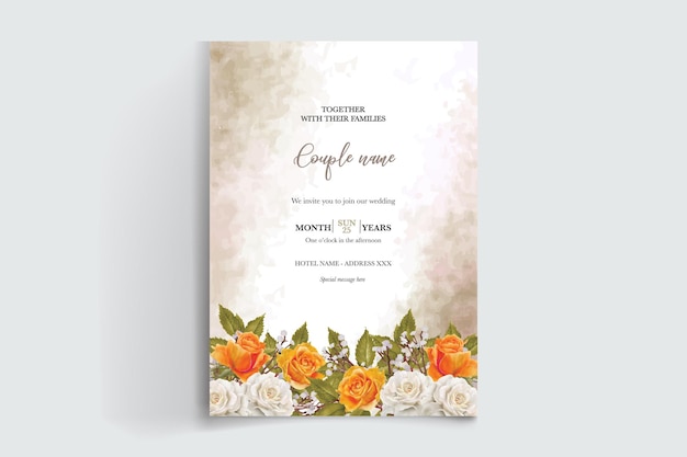 шаблоны свадебных цветочных пригласительных билетов