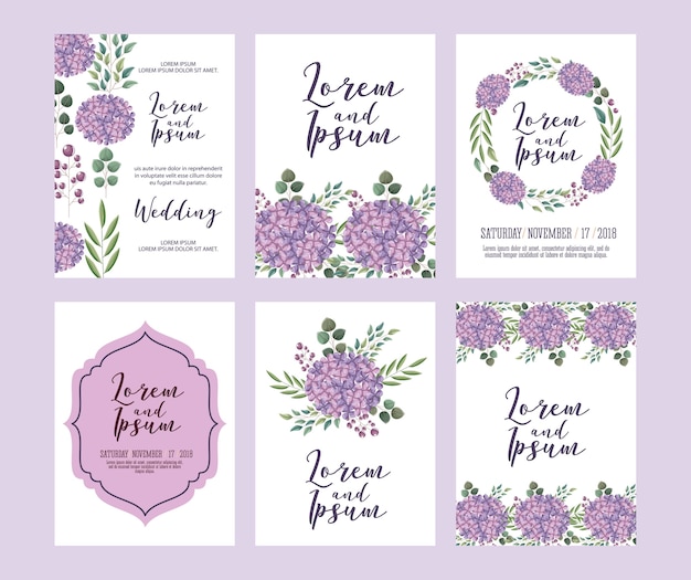 Wedding floral template collection cards flowers design