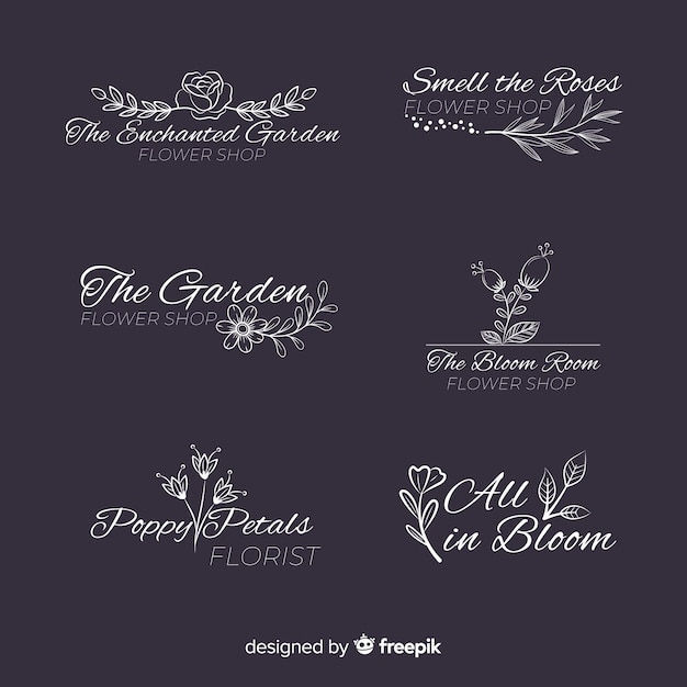 結婚式の花屋のロゴのテンプレートコレクション