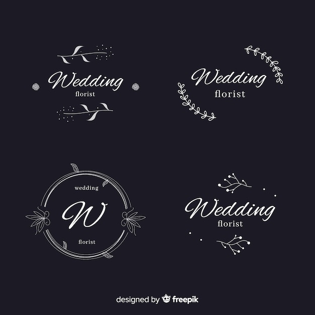 Vettore collezione di modelli di logo fiorista matrimonio