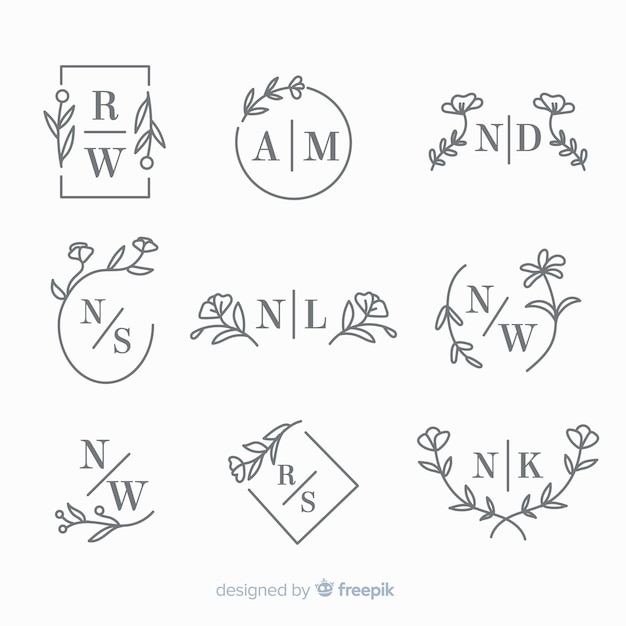 Premium Vector | Wedding florist logo templates collection