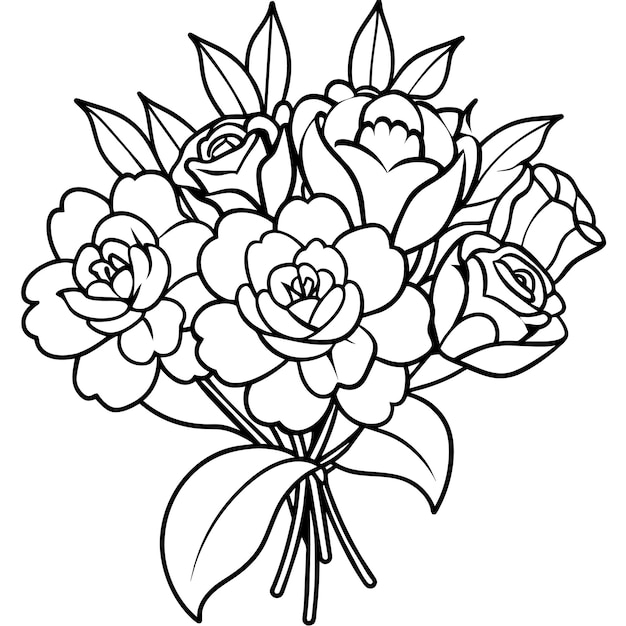 Wedding Flower Bouquet Isolated Coloring Page