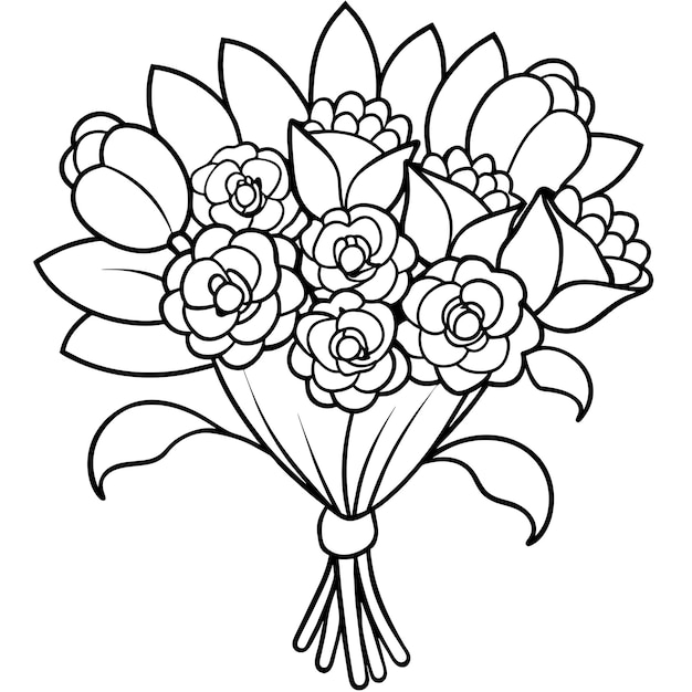 Wedding Flower Bouquet Isolated Coloring Page