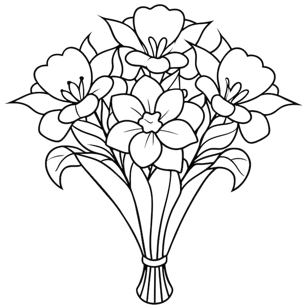 Wedding Flower Bouquet Isolated Coloring Page