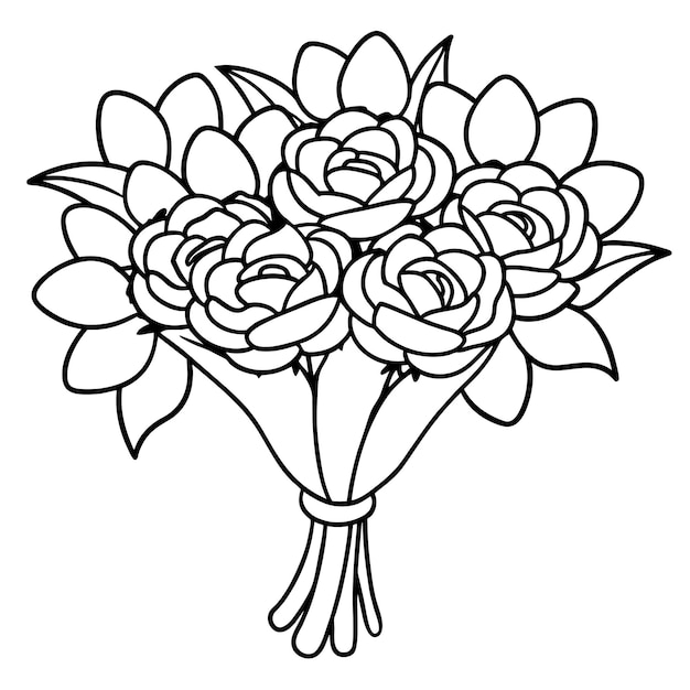 Wedding Flower Bouquet Isolated Coloring Page