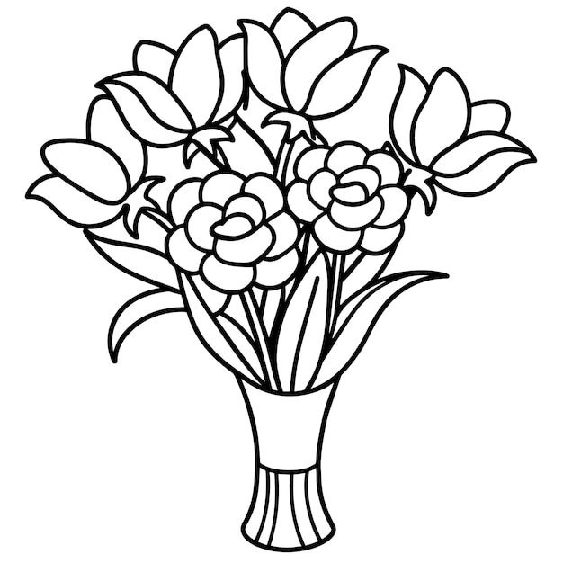 Wedding Flower Bouquet Isolated Coloring Page