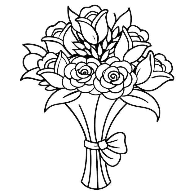 Wedding Flower Bouquet Isolated Coloring Page