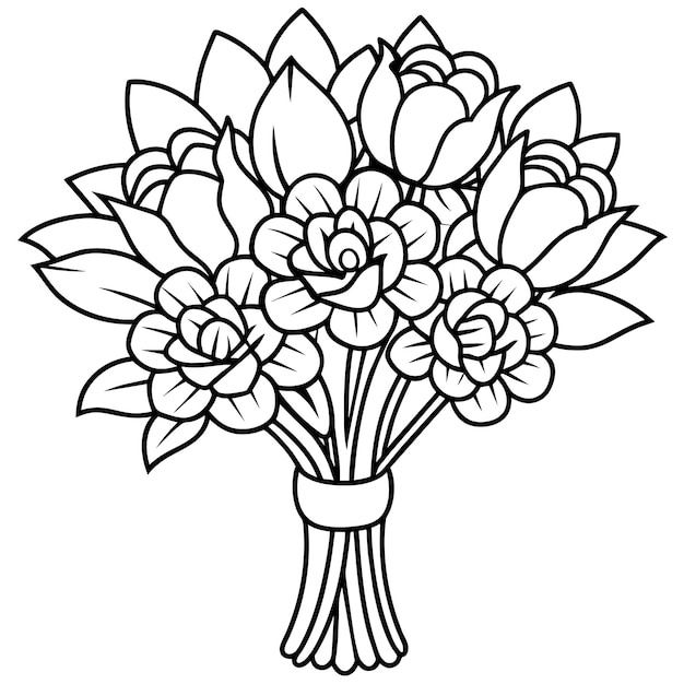 Wedding Flower Bouquet Isolated Coloring Page