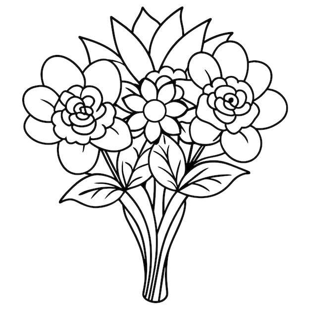 Wedding Flower Bouquet Isolated Coloring Page