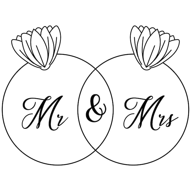 Wedding flower line art