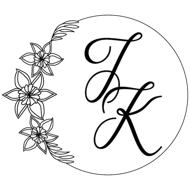 Vector wedding flower line art