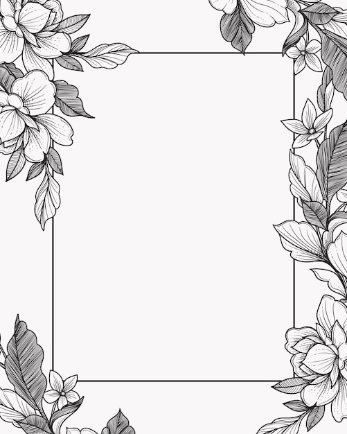 Vector wedding frame decoration with beautiful flora ornaments