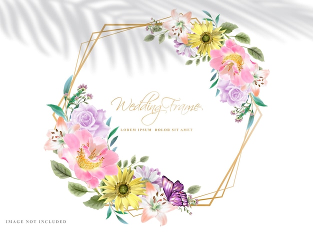 Vector wedding frame with beautiful floral hand drawn