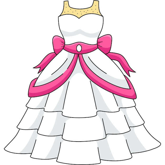 Wedding Gown Cartoon Colored Clipart Illustration