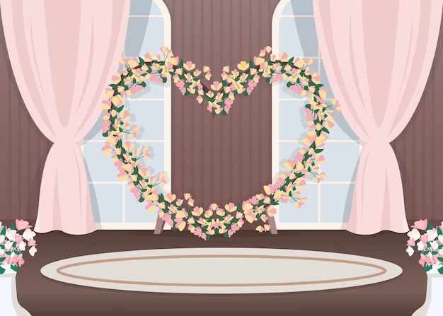 Vector wedding hall photozone flat color illustration