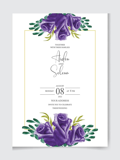 wedding Hand drawn floral invitation card template