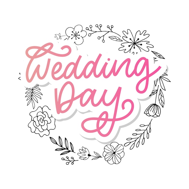 Vector wedding hand lettering sign calligraphy text brush slogan