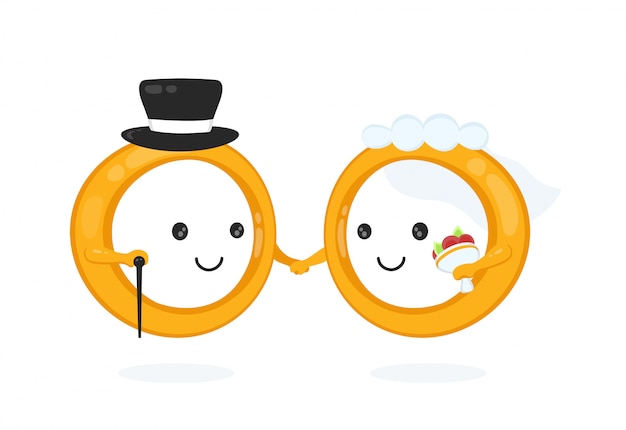 Wedding happy smiling rings