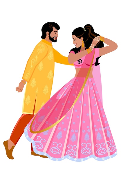 Vector wedding hindu dance