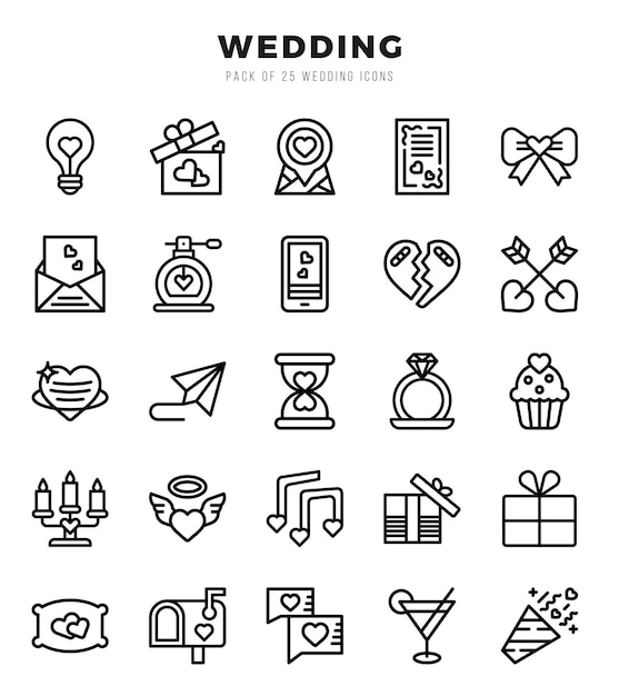 ウェディング アイコン パック 25 ベクトル シンボル