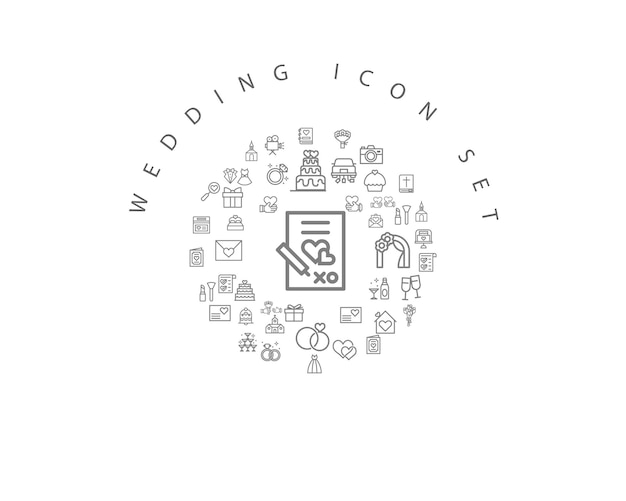 Wedding icon set design