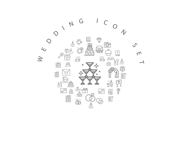 Wedding icon set design