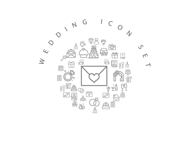 Wedding icon set design