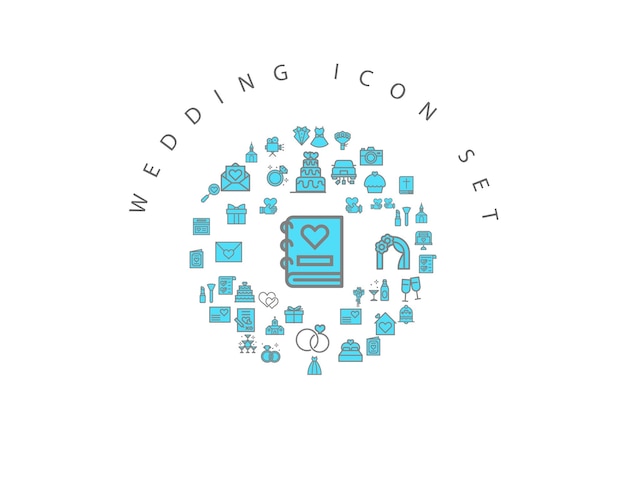 Wedding icon set design