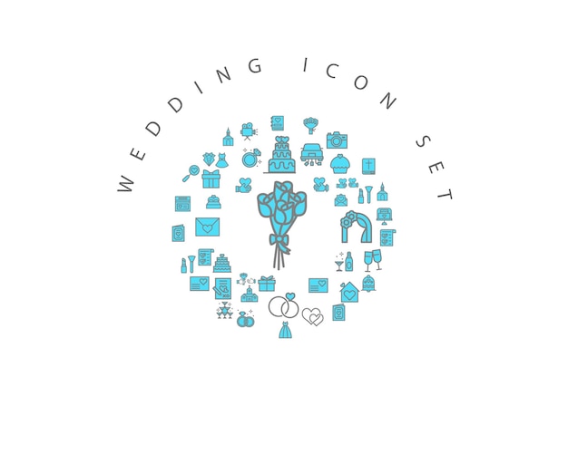 Wedding icon set design