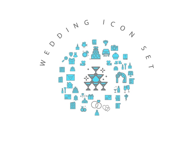 Wedding icon set design