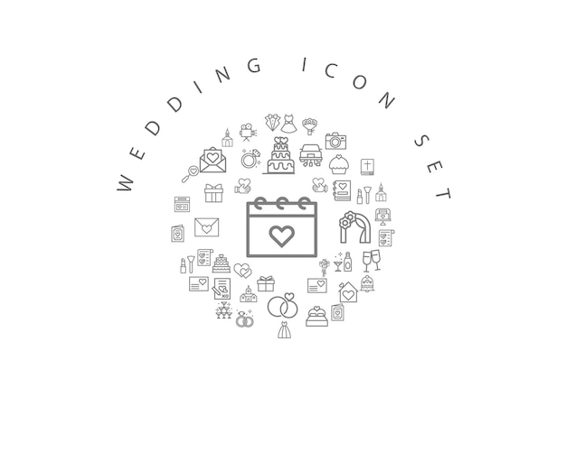 Wedding icon set design