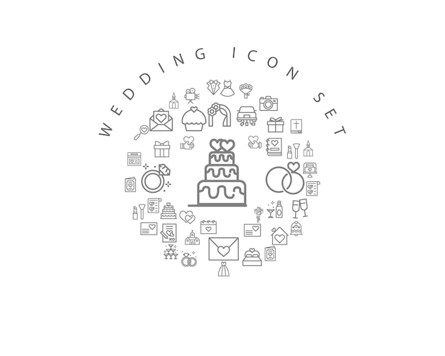 Wedding icon set design