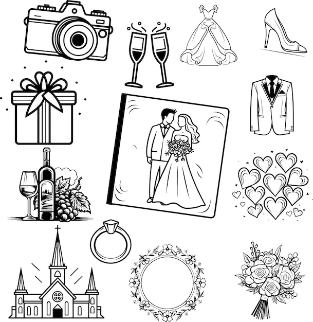 Wedding icon set vector illustration