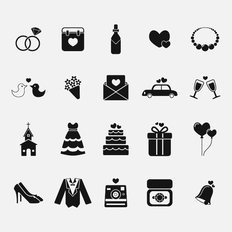 Vector wedding icons collection