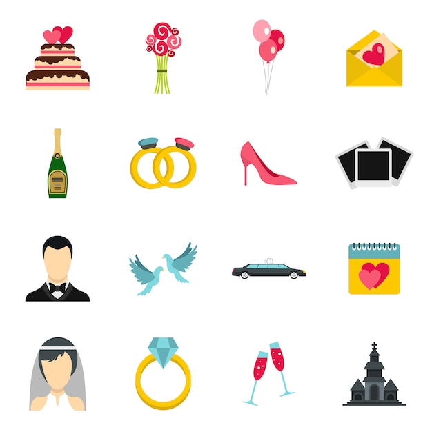 Vector wedding icons set