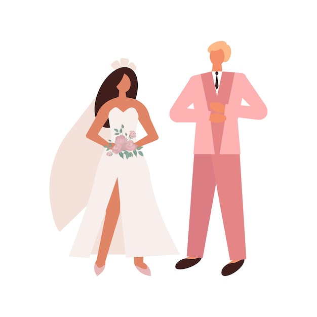 Wedding illustration of the bride and groom