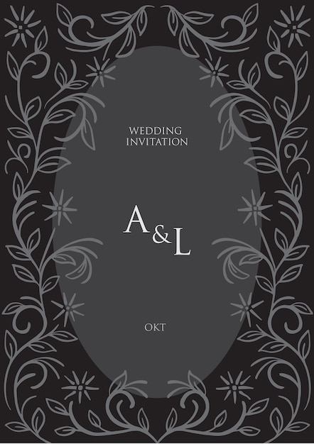 Vector wedding invitation background monochrome