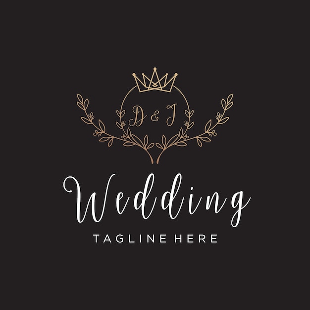 Wedding invitation badge design vector met creatief concept