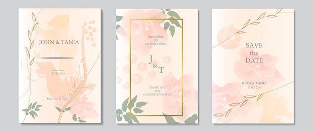 wedding invitation card design abstract floral vector template