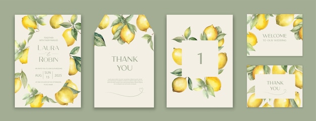 Wedding Invitation Card Design LEMON takken en fruit Wedding Invite.