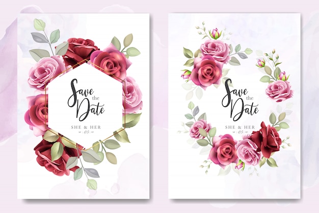 Wedding invitation card design with elegant roses