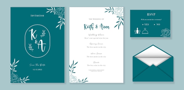 Wedding invitation card and envelope