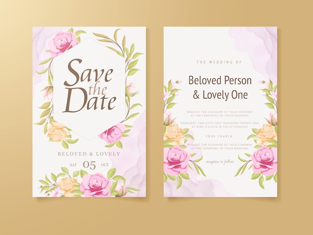 Wedding Invitation Card Floral Concept Template Design