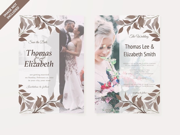 結婚式の招待カードの花のデザインテンプレート