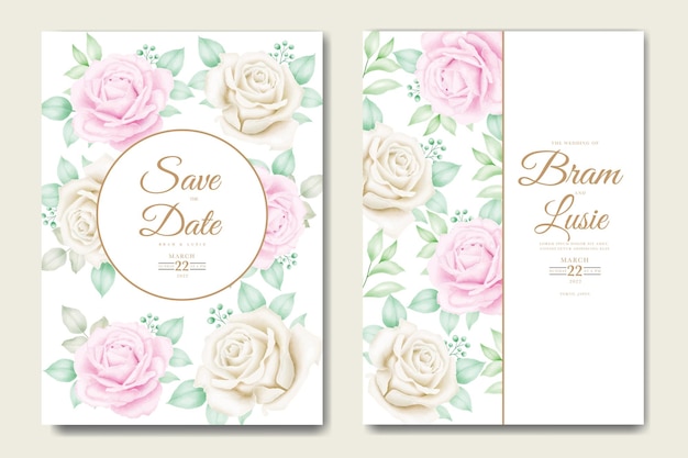 wedding invitation card floral leaves watercolor